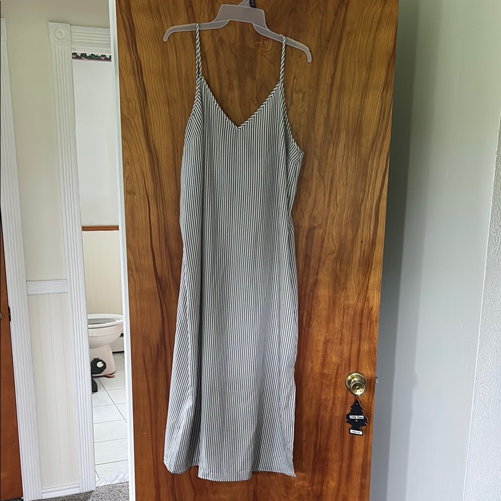 A New Day Grey and White Striped Maxi Dress